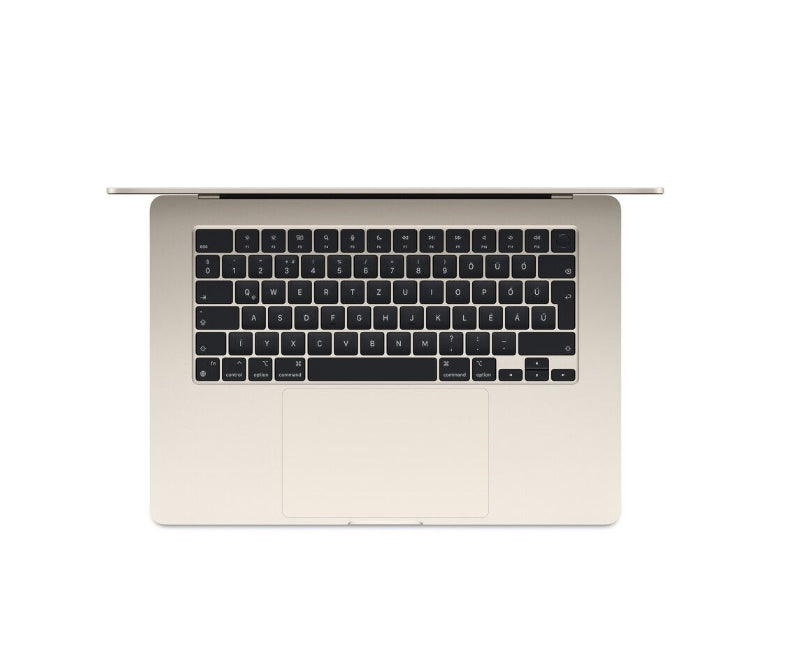 Apple 15-инчов MacBook Air: Apple M3 чип с 8-ядрен процесор и 10-ядрен графичен процесор, 16GB, 256GB SSD - Starlight