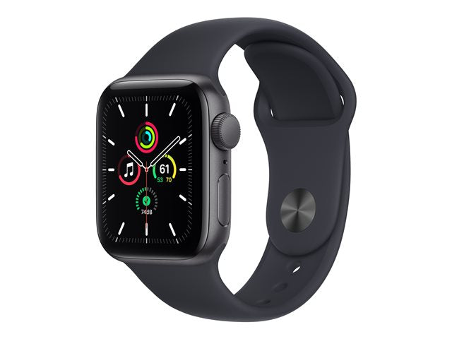 APPLE Watch SE GPS 40 мм алуминиев корпус със сиво пространство с обикновена среднощна спортна каишка