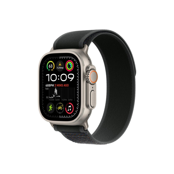 Apple Watch 49mm Loop: Черен Trail Loop - M/L - Естествено титаниево покритие