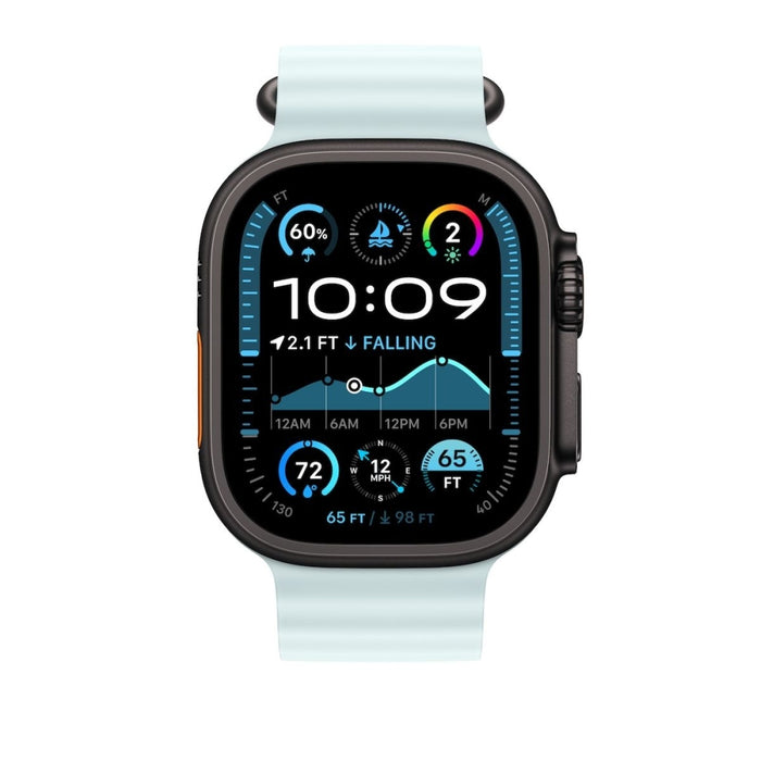 Apple Watch 49mm Каишка: Ice Blue Ocean Каишка - Черно титаниево покритие