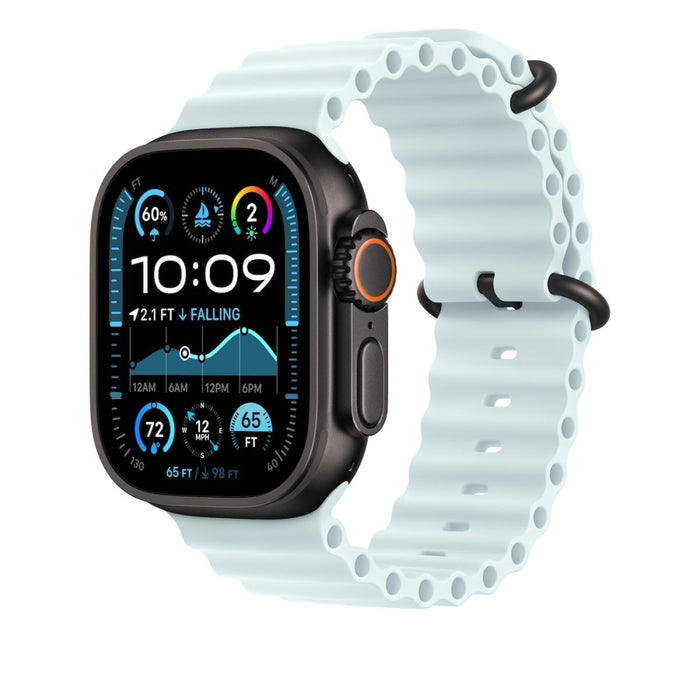 Apple Watch 49mm Каишка: Ice Blue Ocean Каишка - Черно титаниево покритие