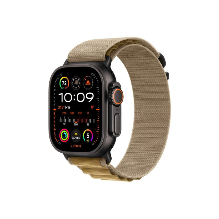 Apple Watch 49mm Loop: Tan Alpine Loop - малък - черно титаниево покритие