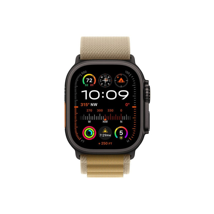 Apple Watch 49mm Loop: Tan Alpine Loop - голям - черно титаниево покритие