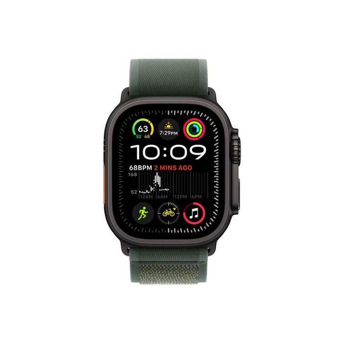 Apple Watch 49mm Loop: Green Trail Loop - M/L - Черно титаниево покритие