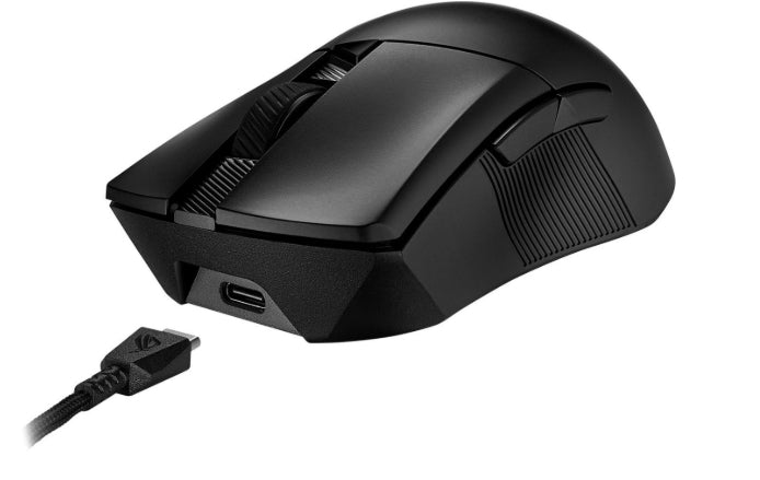 Безжична игрална мишка Asus ROG Gladius III AimPoint, свързаност (2,4 GHz RF, Bluetooth, кабелна), сензор 36000 DPI, 6 програмируеми бутона, ROG SpeedNova, сменяеми превключватели, кабел Paracord, черен