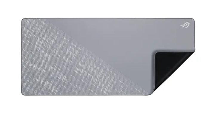 Подложка за мишка за игри Asus ROG Scabbard II Arctic Grey XXL, водо-масло-прахоустойчива, издръжливи ръбове против протриване, неплъзгаща се гумена основа, 400 x 900 x 3 mm, сива
