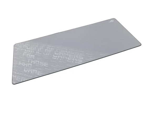 Подложка за мишка за игри Asus ROG Scabbard II Arctic Grey XXL, водо-масло-прахоустойчива, издръжливи ръбове против протриване, неплъзгаща се гумена основа, 400 x 900 x 3 mm, сива