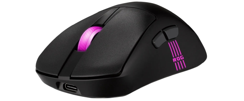 Безжична игрална мишка Asus ROG Keris II Origin, 65 g лека, ергономична, Push-Fit гнездо за превключвател, 42K оптичен сензор, ROG Micro Switch II, ROG Omni приемник, 5 програмируеми бутона, черен