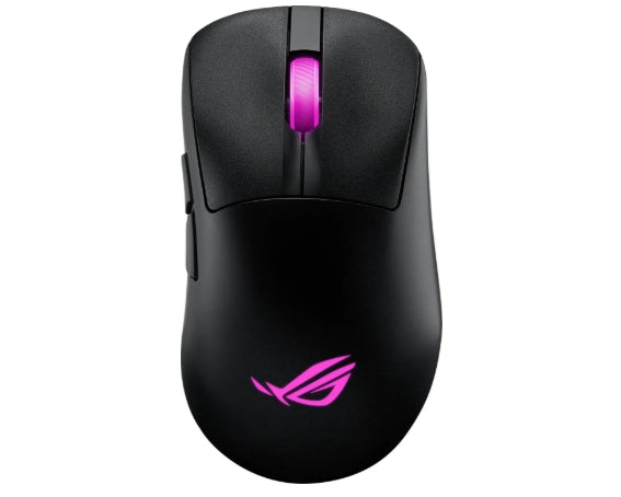 Безжична игрална мишка Asus ROG Keris II Origin, 65 g лека, ергономична, Push-Fit гнездо за превключвател, 42K оптичен сензор, ROG Micro Switch II, ROG Omni приемник, 5 програмируеми бутона, черен