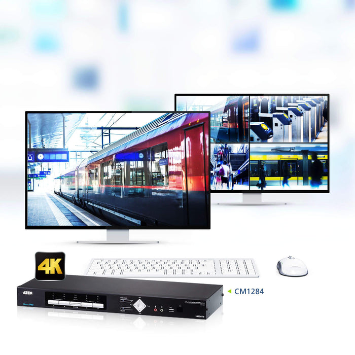 KVM превключвател ATEN CM1284-AT-G, 4 порта, USB, 4K, HDMI, Multi-View