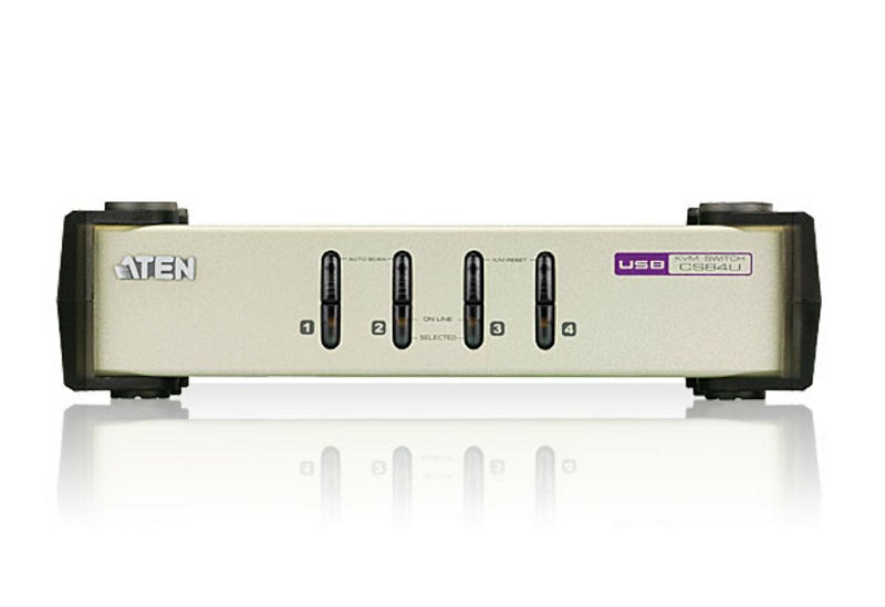 ATEN 4-портов USB - PS/2 VGA KVM превключвател (включени KVM кабели)