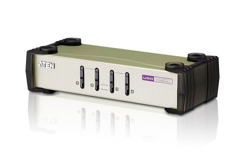 ATEN 4-портов USB - PS/2 VGA KVM превключвател (включени KVM кабели)