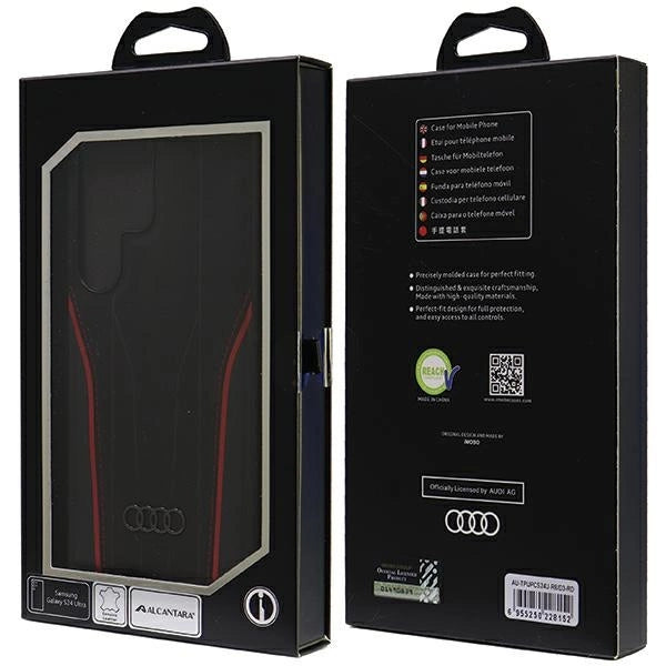 Audi естествена кожа MagSafe S24 Ultra S928 черно-червен твърд калъф AU-TPUPCS24U-R8/D3-RD