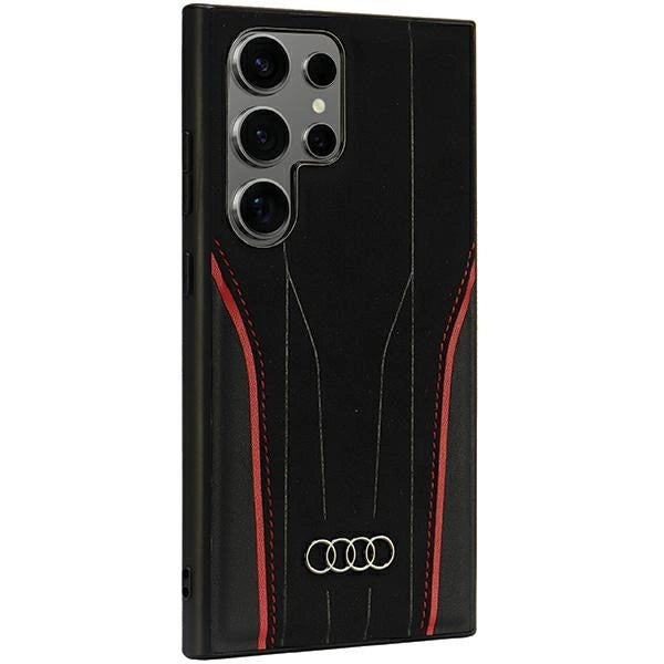 Audi естествена кожа MagSafe S24 Ultra S928 черно-червен твърд калъф AU-TPUPCS24U-R8/D3-RD