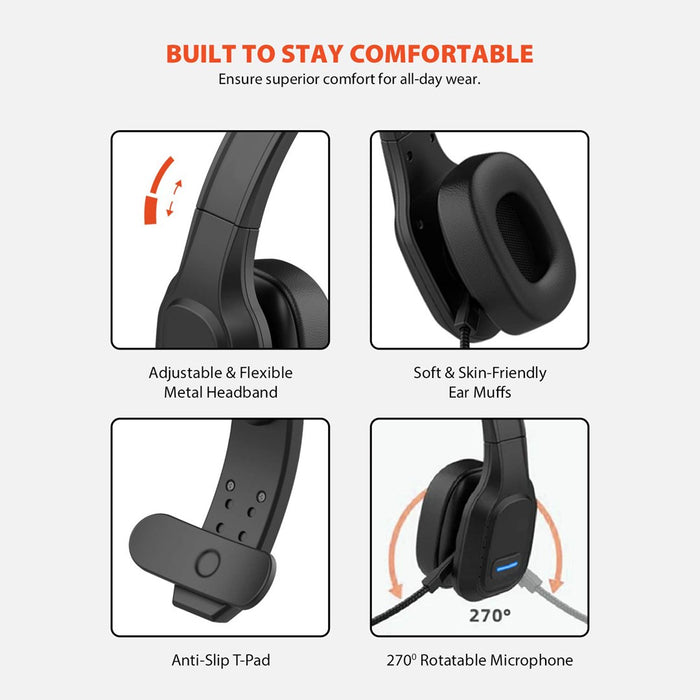 Audiocore 74452 Bluetooth слушалки Слушалки Микрофон за шумопотискане Център за обаждания Google Siri Office Wireless