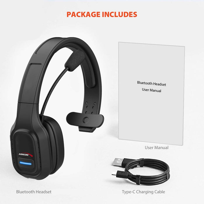 Audiocore 74452 Bluetooth слушалки Слушалки Микрофон за шумопотискане Център за обаждания Google Siri Office Wireless