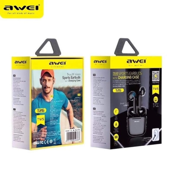 AWEI M0 5.0 T26 TWS+ слушалки със станция за зареждане, черни