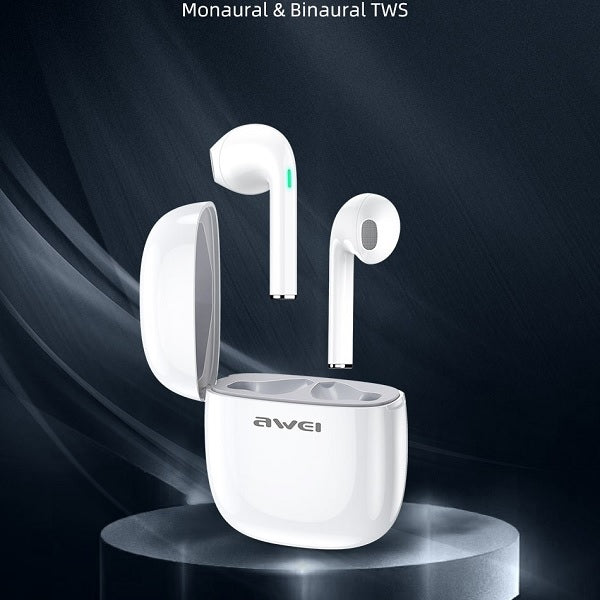 AWEI M0 5.0 T28 TWS+ слушалки със станция за докинг, бели
