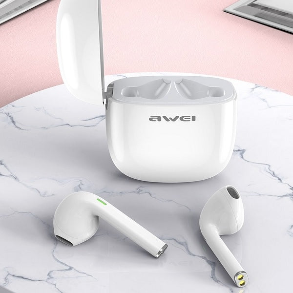 AWEI M0 5.0 T28 TWS+ слушалки със станция за докинг, бели