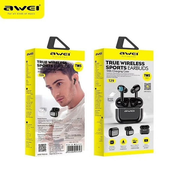 Слушалки AWEI M0 5.0 T29 TWS+ със станция за зареждане, черни