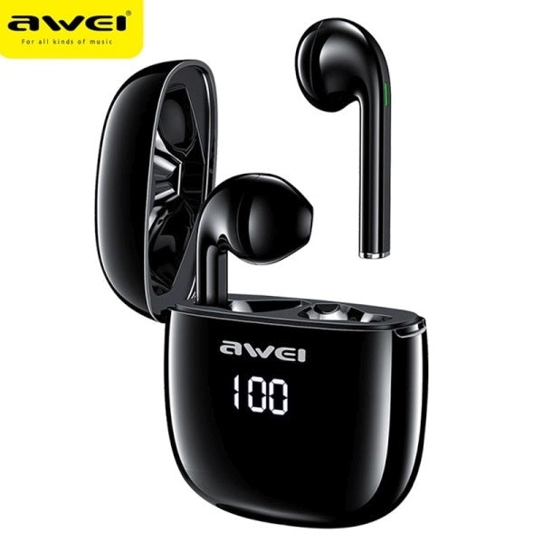 AWEI M1 5.0 TWS+ слушалки със станция за зареждане, черни