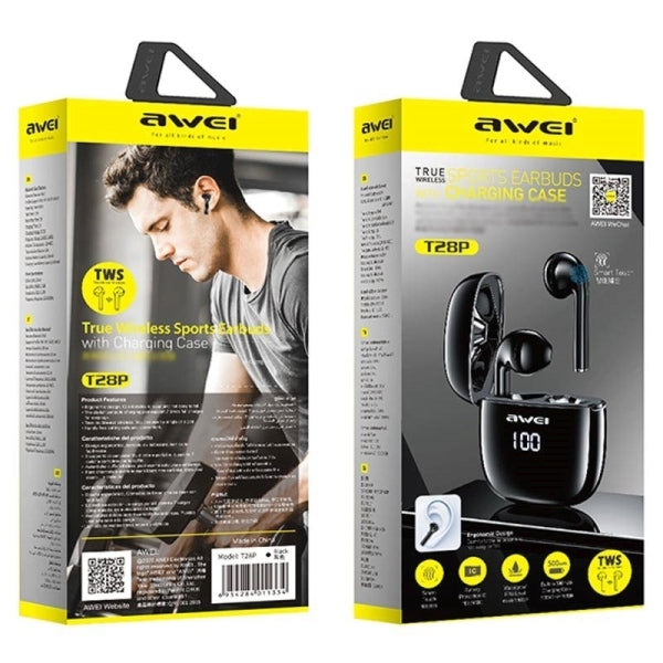 AWEI M1 5.0 TWS+ слушалки със станция за зареждане, черни