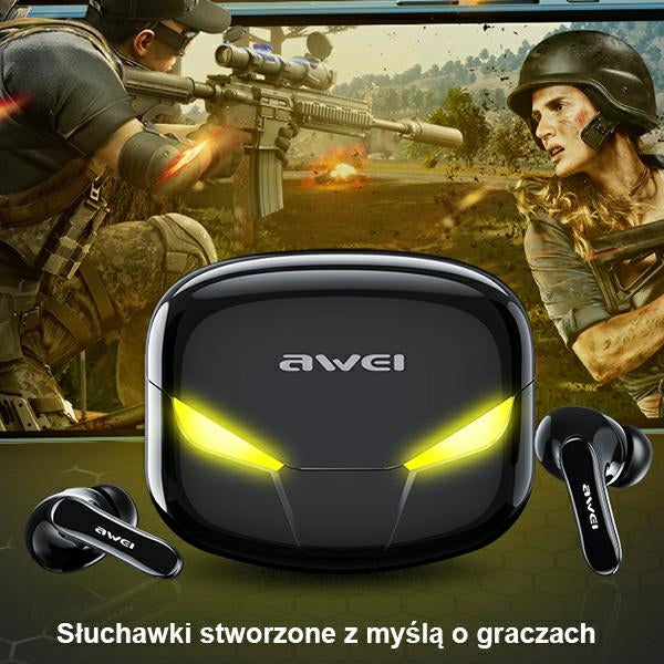 AWEI слушалки M0 5.0 T35 TWS+ с станция за зареждане, гейминг, черни
