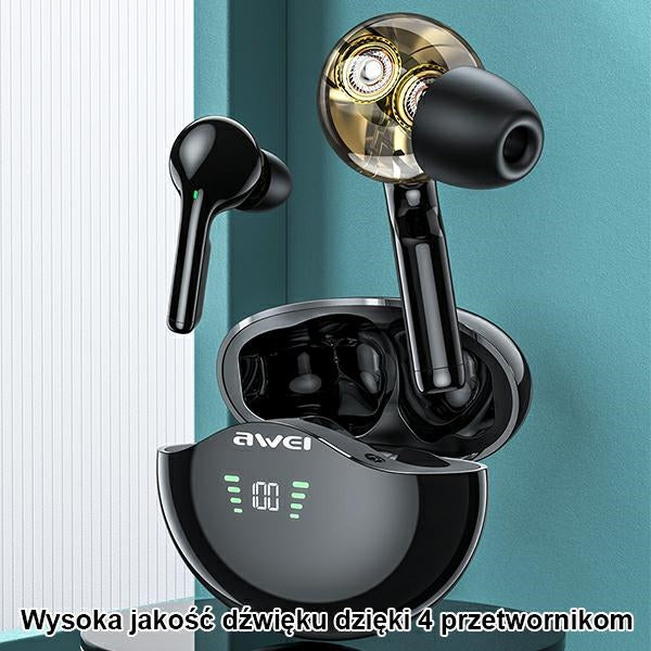 AWEI M1 TWS+ слушалки с доковна станция 5.3, черни