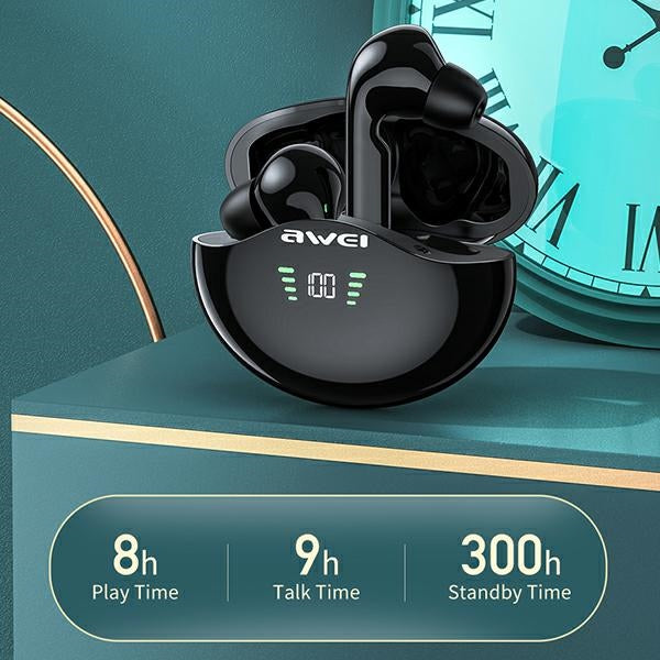 AWEI M1 TWS+ слушалки с доковна станция 5.3, черни