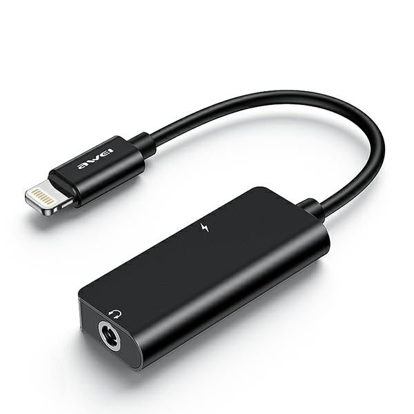 AWEI адаптер CL-121 Lightning-Lightning/Jack 3.5 2в1, черен