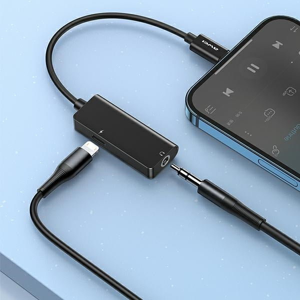 AWEI адаптер CL-121 Lightning-Lightning/Jack 3.5 2в1, черен