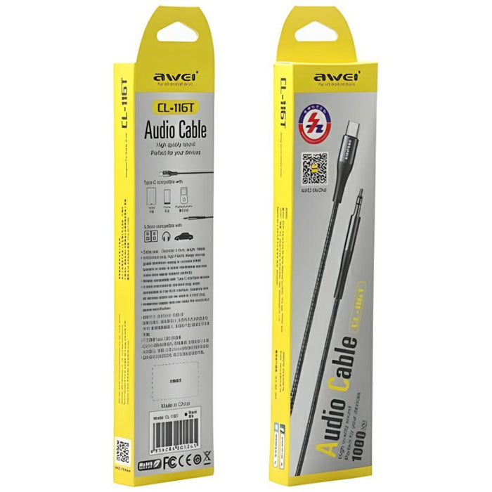 Адаптер AWEI CL-116T USB-C/Jack 3.5, сив