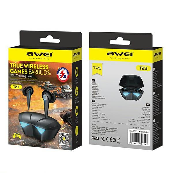 AWEI M0 T23 TWS+ слушалки с Bluetooth 5.0 и докинг станция, черни