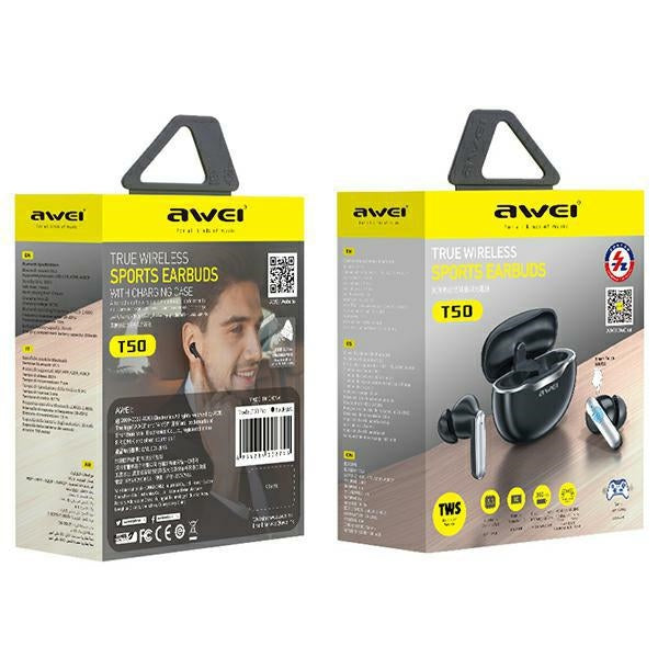 AWEI M0 T50 TWS+ слушалки с докинг станция, черни
