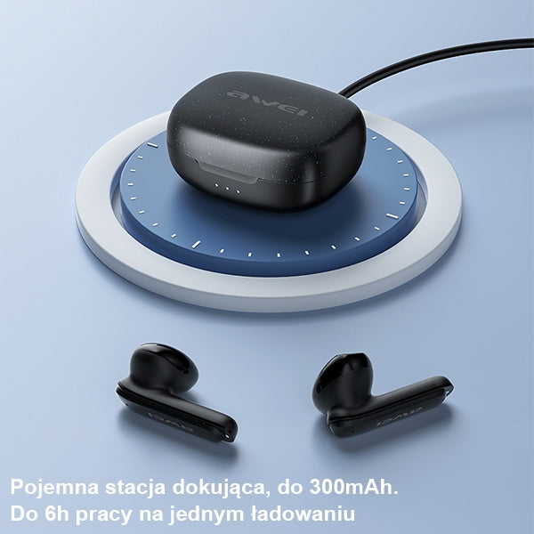 AWEI слушалки M0 5.3 T66 TWS+ със станция за зареждане, черни
