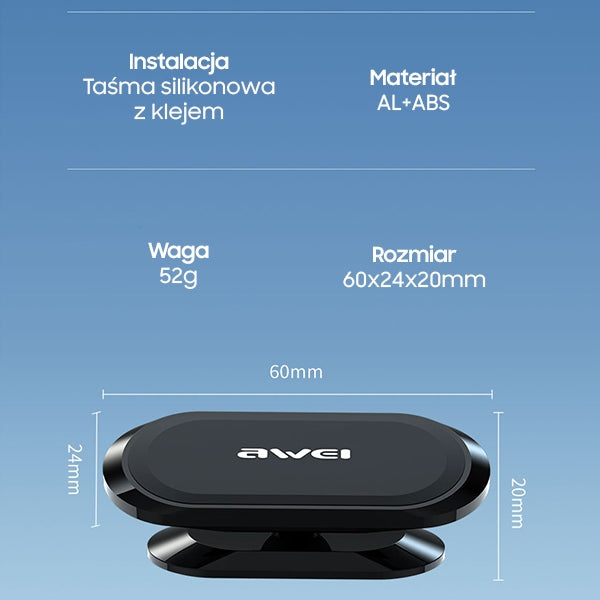Магнитна автомобилна стойка AWEI X20 за кокпит, сива