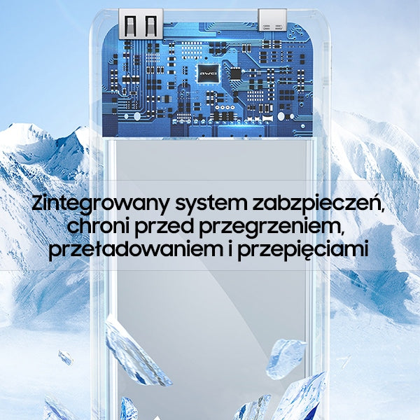 AWEI PowerBank 22.5Wczarny черен, дисплей + кабели PD/Lightning