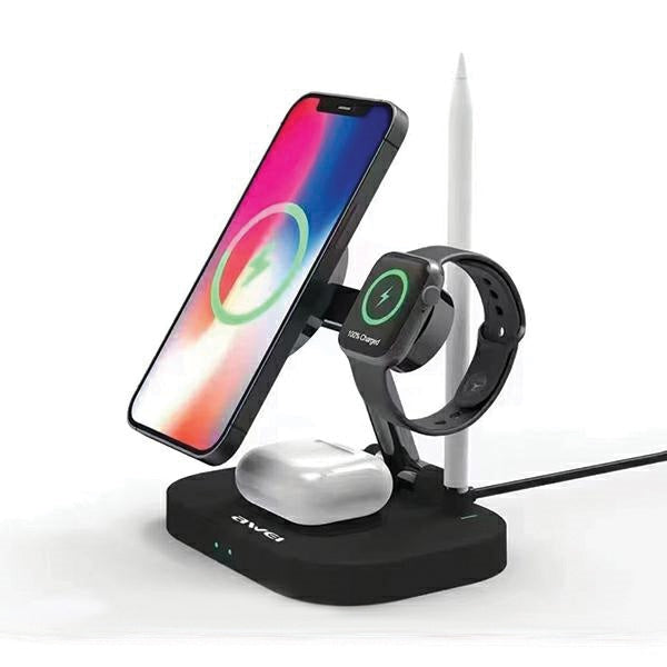 Индукционно зарядно AWEI M0 4в1 Fast Charging, черно