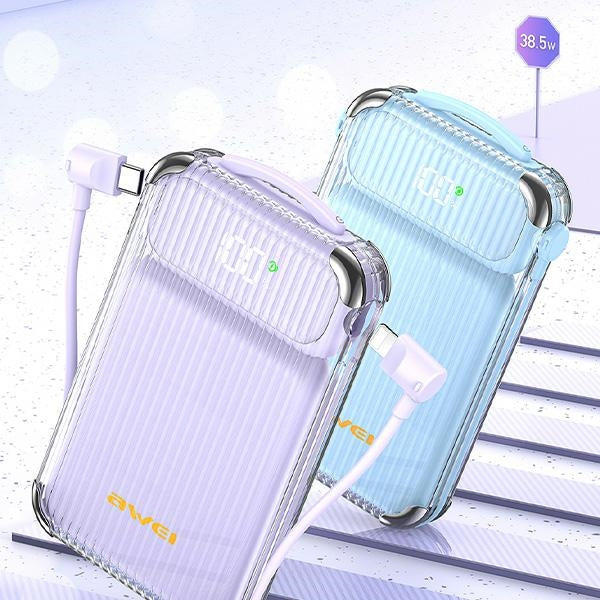 AWEI PowerBank 22,5W с кабел PD/Lightning, черен