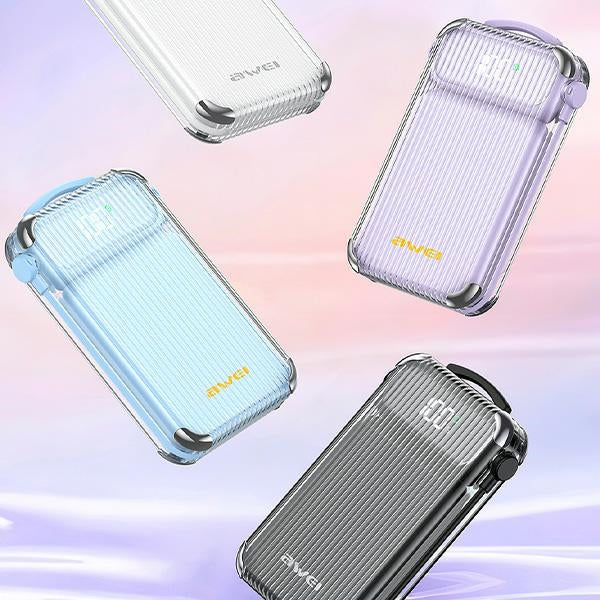 AWEI PowerBank 22,5W с кабел PD/Lightning, черен