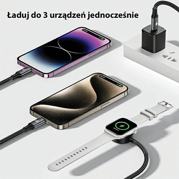 AWEI кабел W23 3в1 USB-C/Lightning/Micro-USB, 10W/2.5A, черен