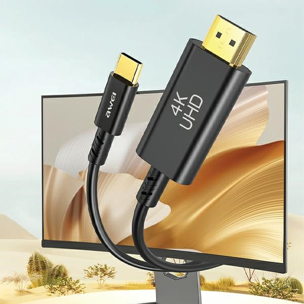 AWEI кабел за HDMI4K 30Hz, черен/черн