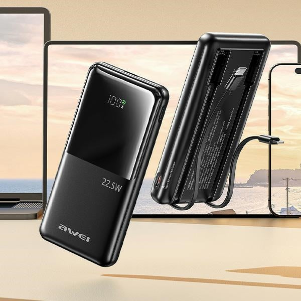 AWEI PowerBank 22 mAh, черен, с дигитален дисплей