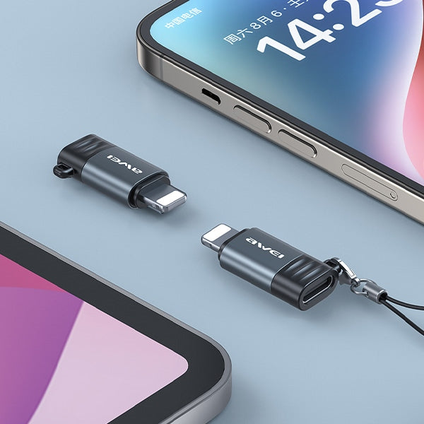 AWEI A11 адаптер USB-C/Lightning, сив