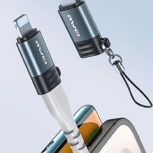 AWEI A11 адаптер USB-C/Lightning, сив
