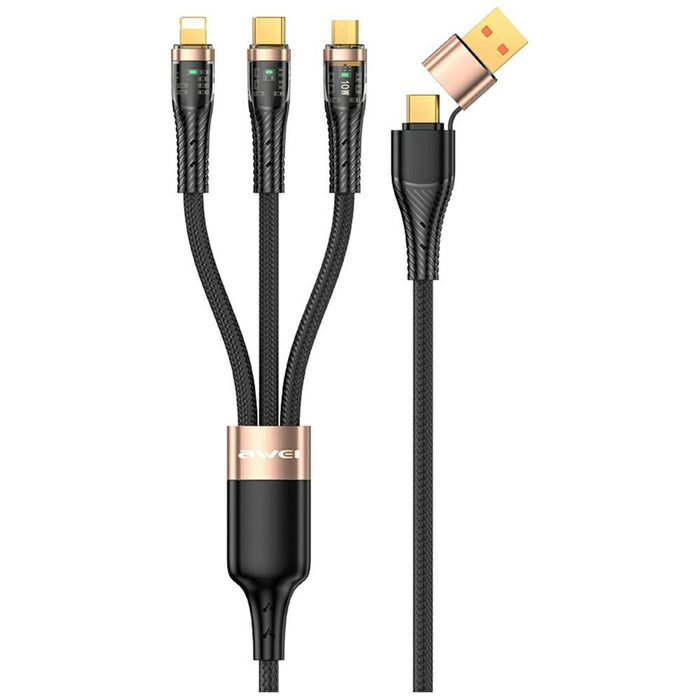 AWEI кабел 3в1 USB-C/Lightning/Micro, черен