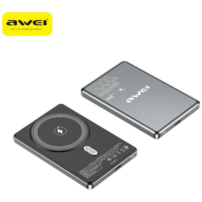 Powerbank AWEI индукционен MagSafe, сив