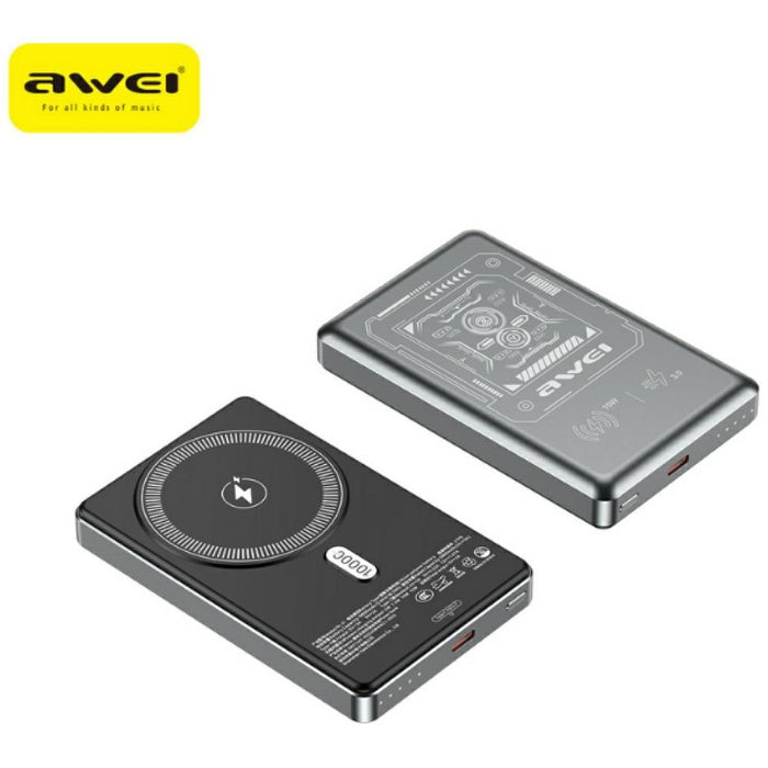 Powerbank AWEI indukcyjny MagSafe, сив