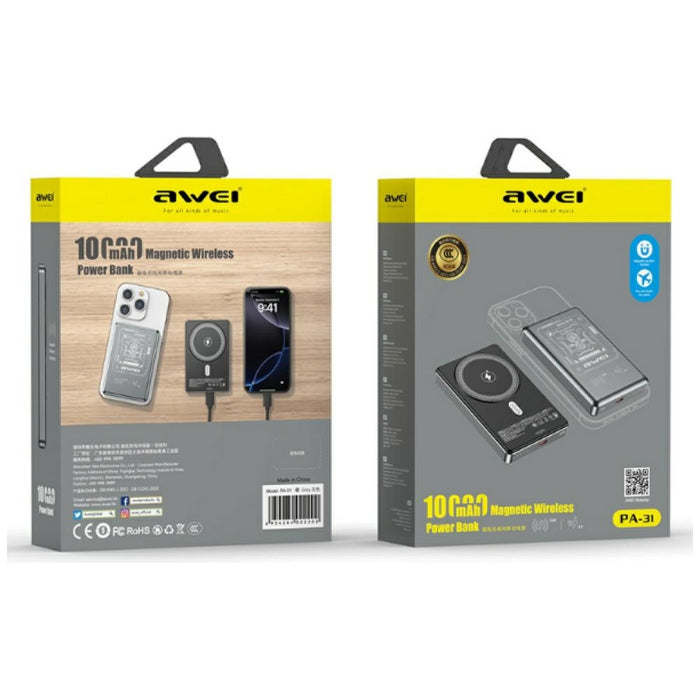 Powerbank AWEI indukcyjny MagSafe, сив