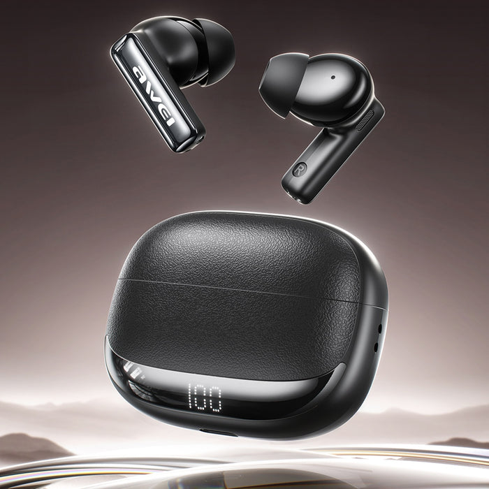 Безжични слушалки AWEI M0 ANC Bluetooth 6.0 TWS със зарядна станция, черни